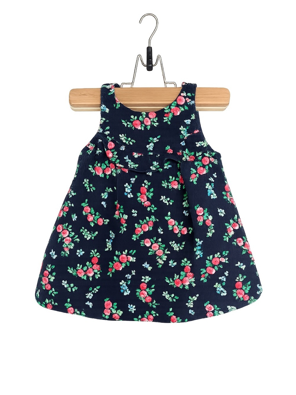 3/$25 The Gap Floral Corduroy Ruffle Dress - 3-6M - Baby Girl - Navy Pink